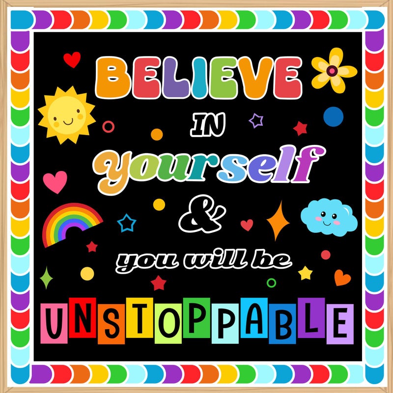 LioNergy BELIEVE in YOURSELF Classroom Bulletin Board Decoration Set Motivational Cutouts Bulletin Board Wall Door Decor for Kindergarten Preschool Elementary Middle School - Image 1